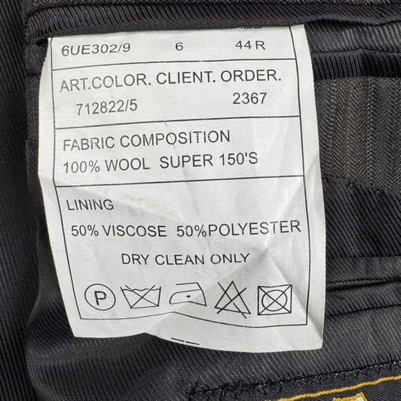 Men's Wool Blazer GB Baroni Uomo Gray Striped Super 150s Designed in Italy 44R - Picture 11 of 16